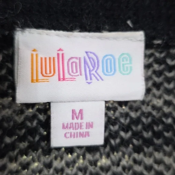 LuLaRoe Women's Cardigan Sweater Black/White Southwest Design Cozy Soft Sz M EUC - Picture 2 of 9